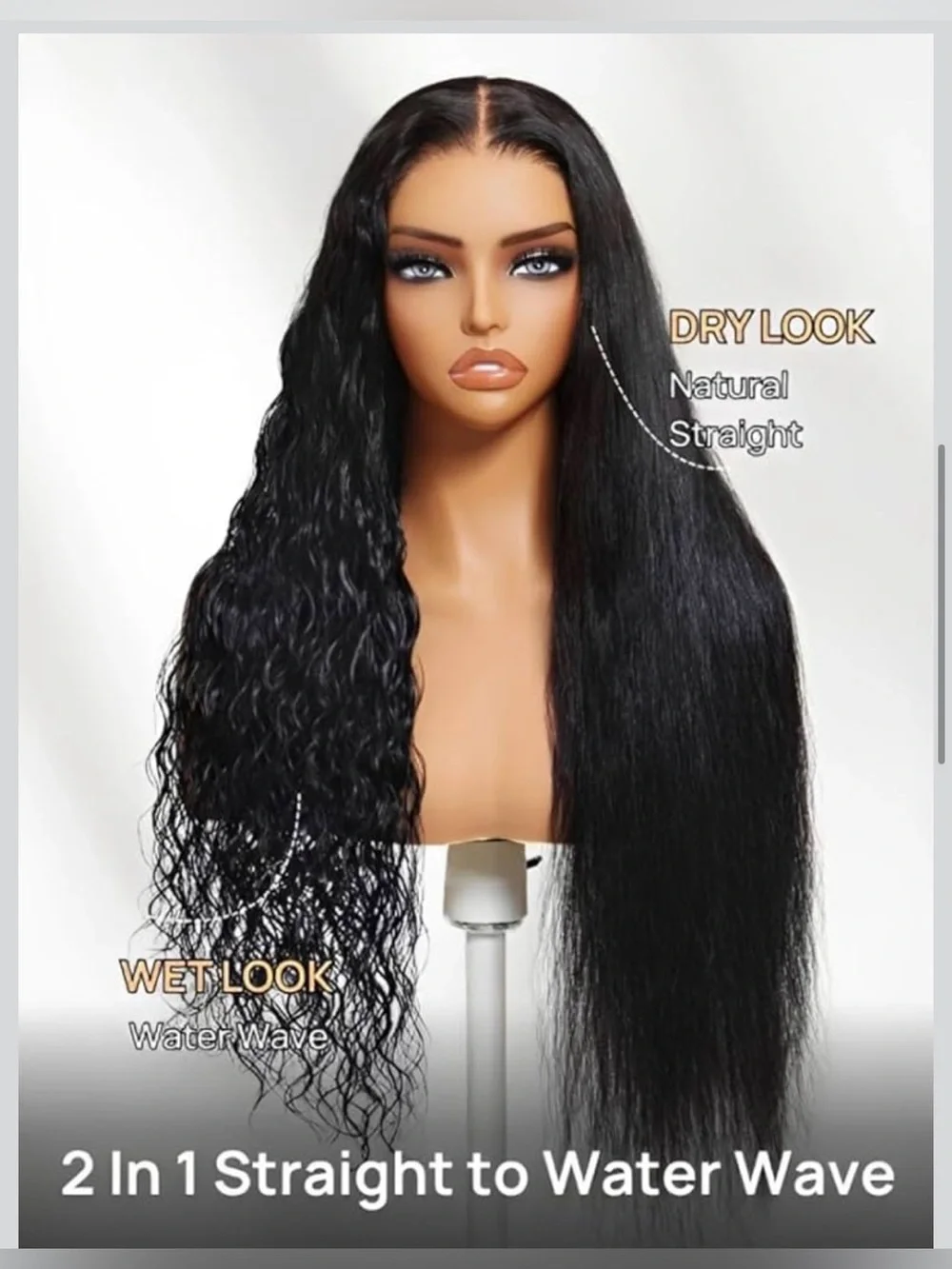 UNICE 2-in-1 Straight to Water Wave Human Hair Wig, 13x4 Lace Front Glueless Wig